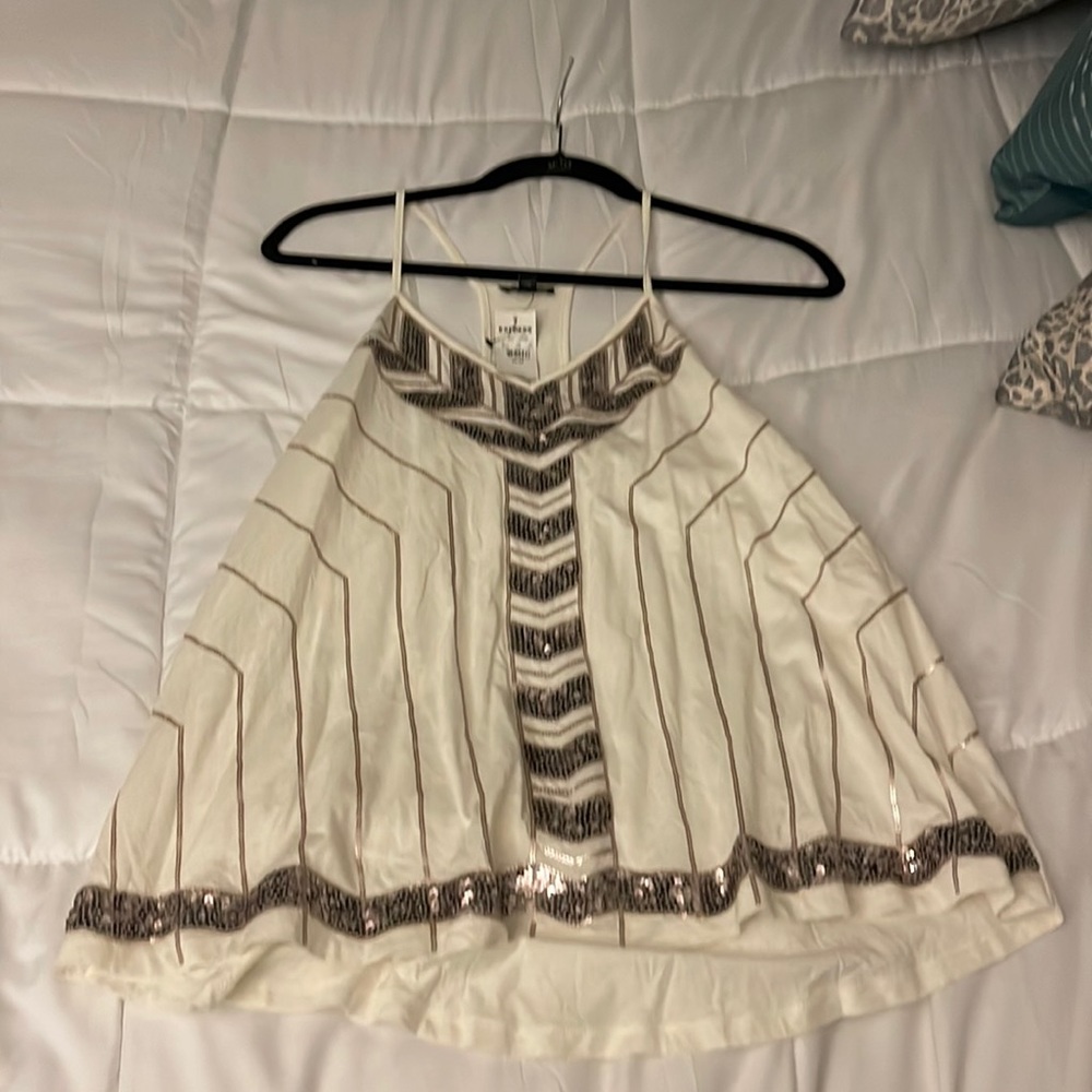 NWT Sequin cream color tank top